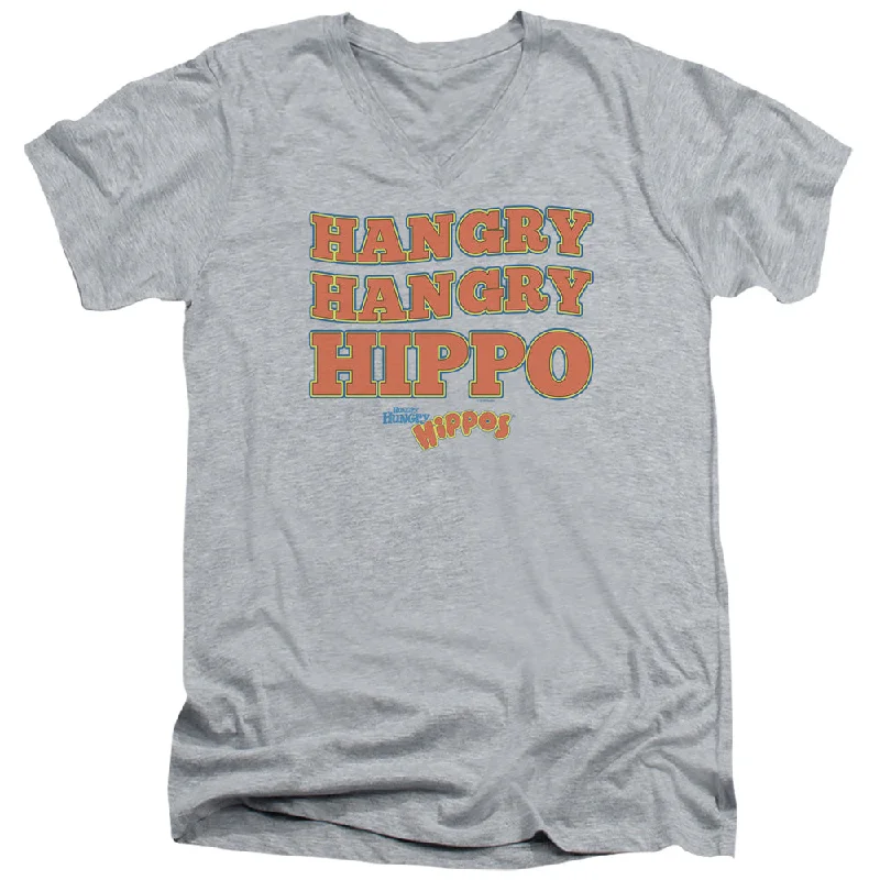 Hungry Hungry Hippos Slim Fit V-Neck T-Shirt Hangry Athletic Heather