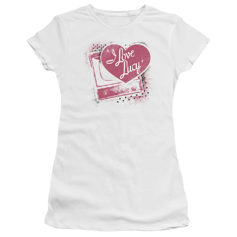 I Love Lucy Juniors T-Shirt Vintage TV with Logo White Premium Tee