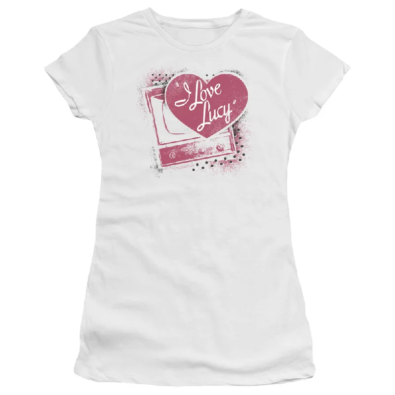 I Love Lucy Juniors T-Shirt Vintage TV with Logo White Tee