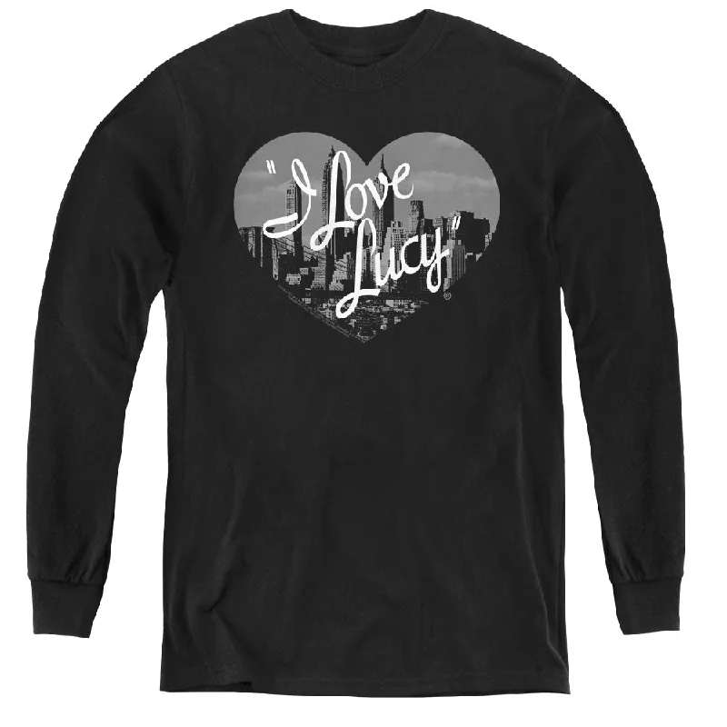 I Love Lucy Kids Long Sleeve Shirt Black and White City Logo Black