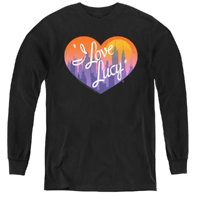 I Love Lucy Kids Long Sleeve Shirt City Logo Black Tee