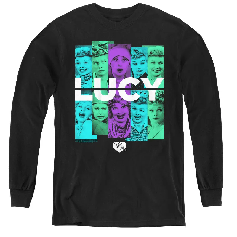 I Love Lucy Kids Long Sleeve Shirt Colorful Collage Black