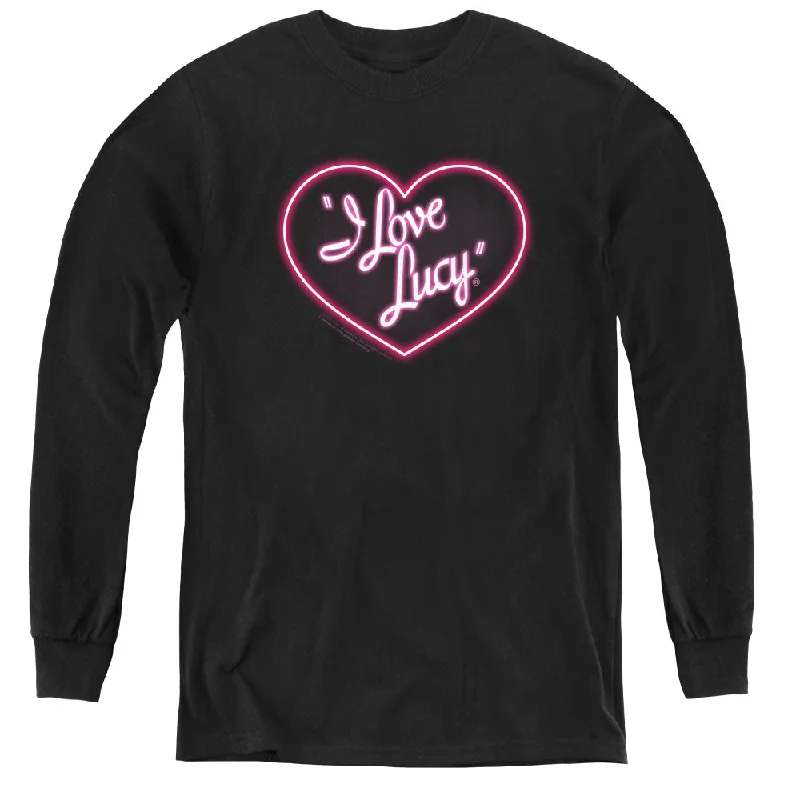 I Love Lucy Kids Long Sleeve Shirt Neon Logo Black Tee