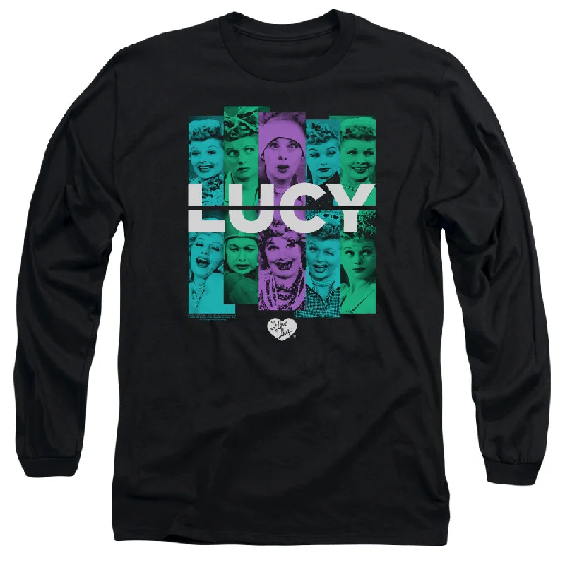 I Love Lucy Long Sleeve T-Shirt Colorful Collage Black Tee