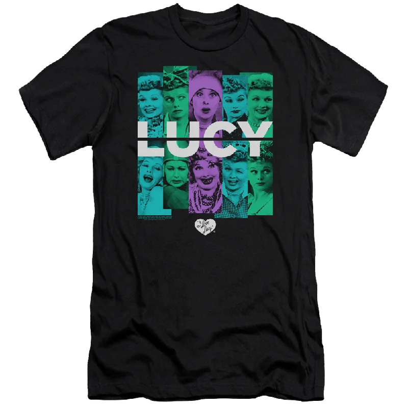 I Love Lucy Premium Canvas T-Shirt Colorful Collage Black