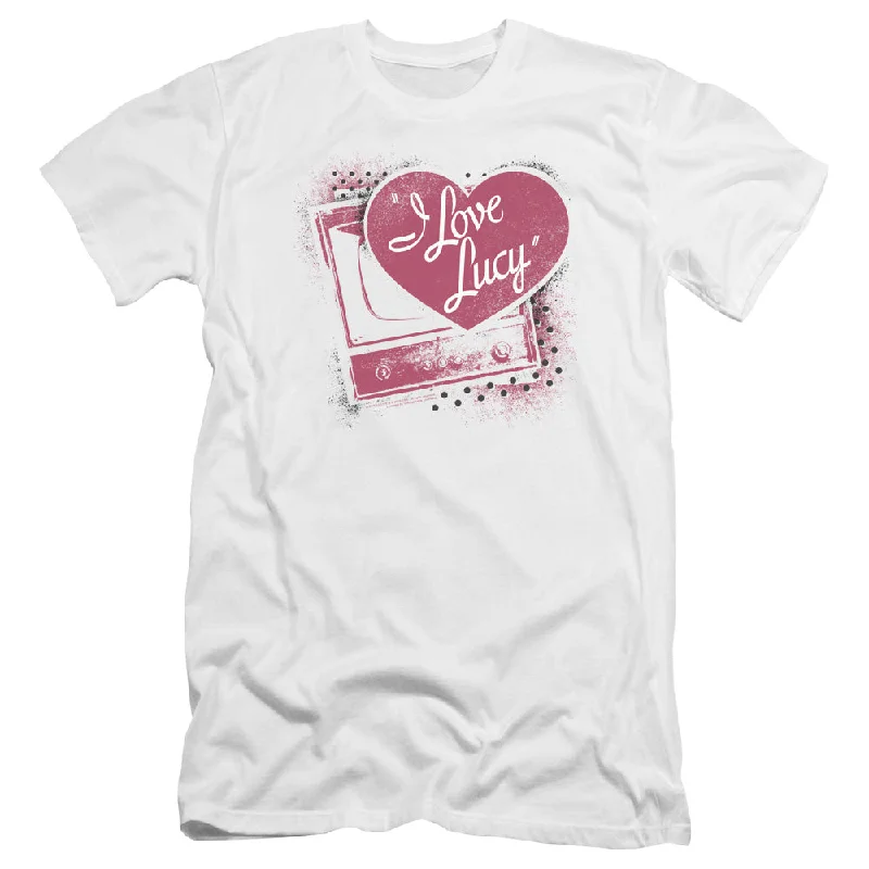 I Love Lucy Premium Canvas T-Shirt Vintage TV with Logo White Tee