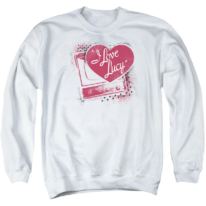 I Love Lucy Sweatshirt Vintage TV with Logo White Pullover