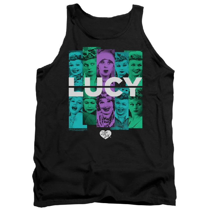 I Love Lucy Tanktop Colorful Collage Black Tank