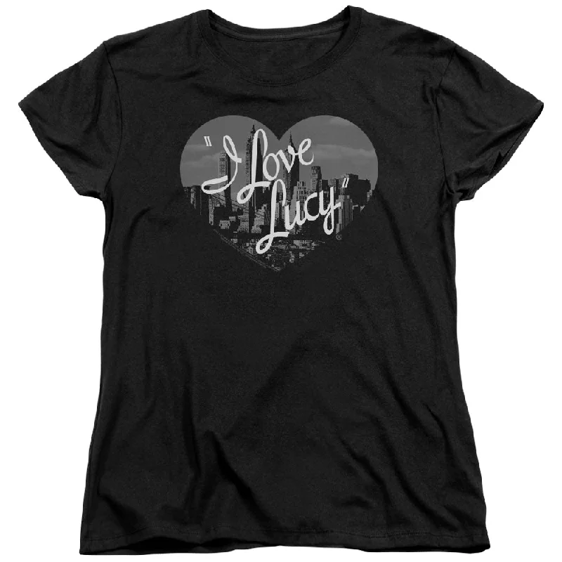 I Love Lucy Womens T-Shirt Black and White City Logo Black Tee