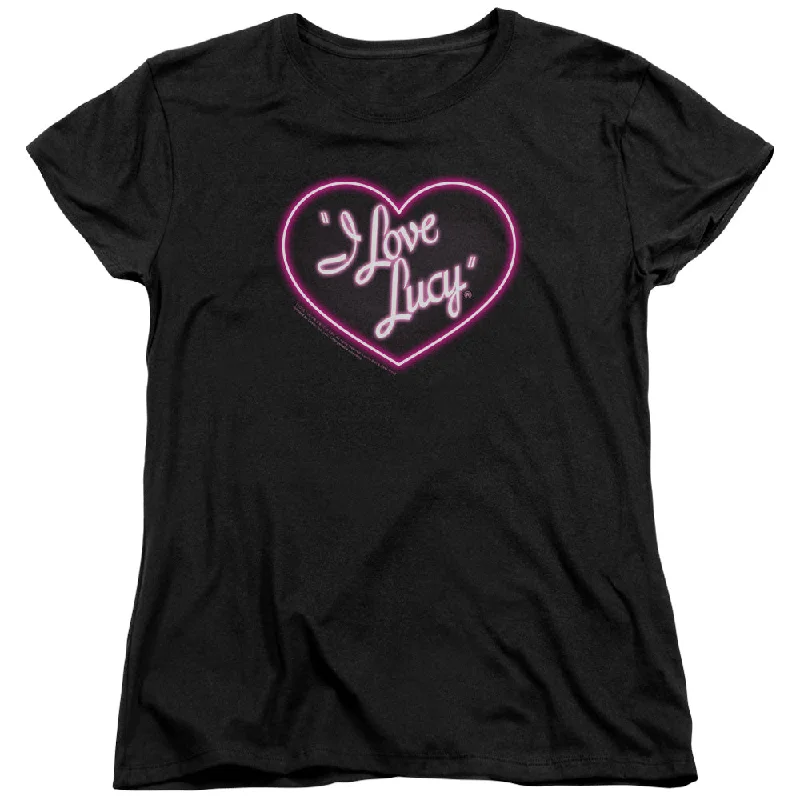 I Love Lucy Womens T-Shirt Neon Logo Black Tee