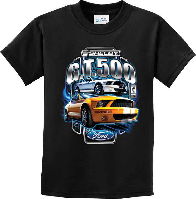 Kids Ford Mustang T-shirt Shelby Yellow and White GT500 Youth Tee