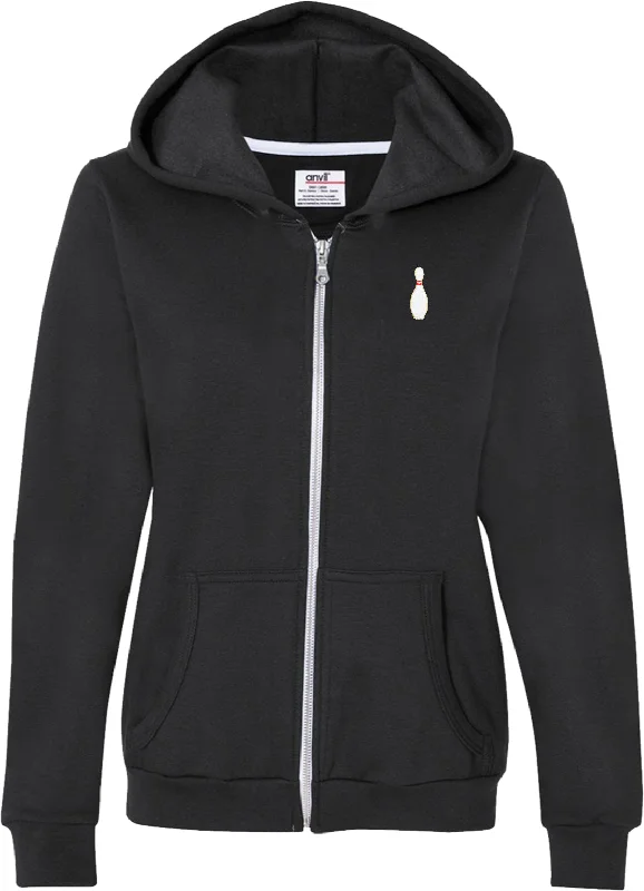 Ladies Bowling Full Zip Hoodie Single Pin Pocket Print