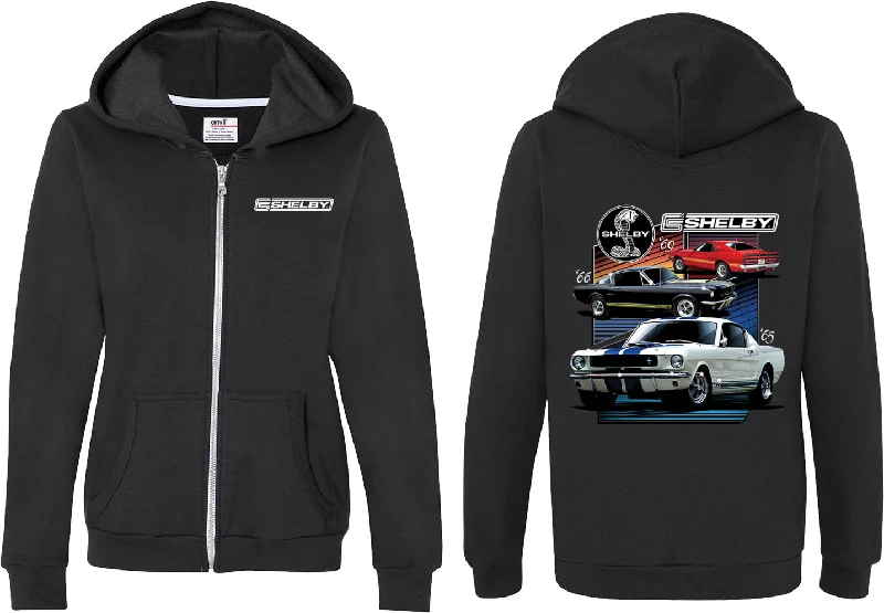 Ladies Ford Mustang Full Zip Hoodie Various Shelby Front and Back