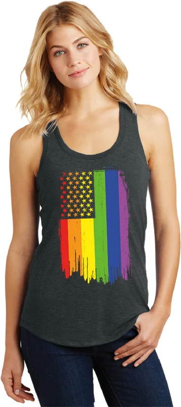 Ladies LGBT Racerback Tank Top Gay Pride Flag