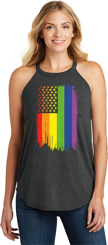 Ladies LGBT Tri Rocker Tanktop Gay Pride Flag