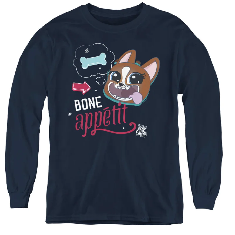 Littlest Pet Shop Kids Long Sleeve Shirt Bone Appetit Navy Tee