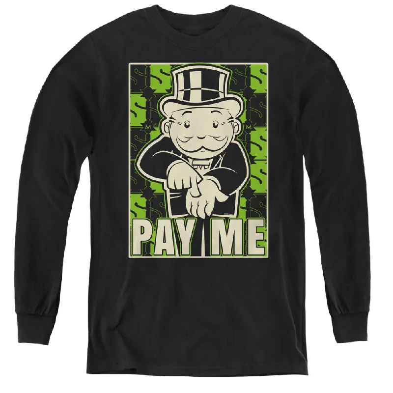 Monopoly Kids Long Sleeve Shirt Pay Me Black Tee