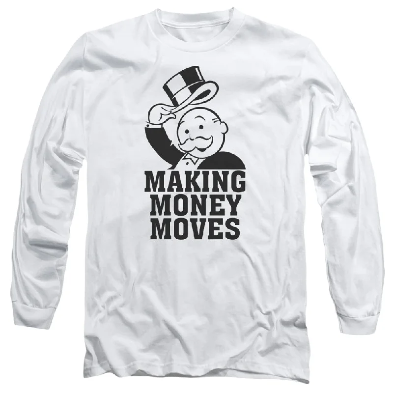 Monopoly Long Sleeve T-Shirt Making Money Moves White Tee