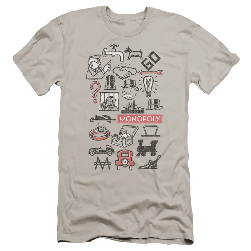 Monopoly Premium Canvas T-Shirt Icons Silver Tee