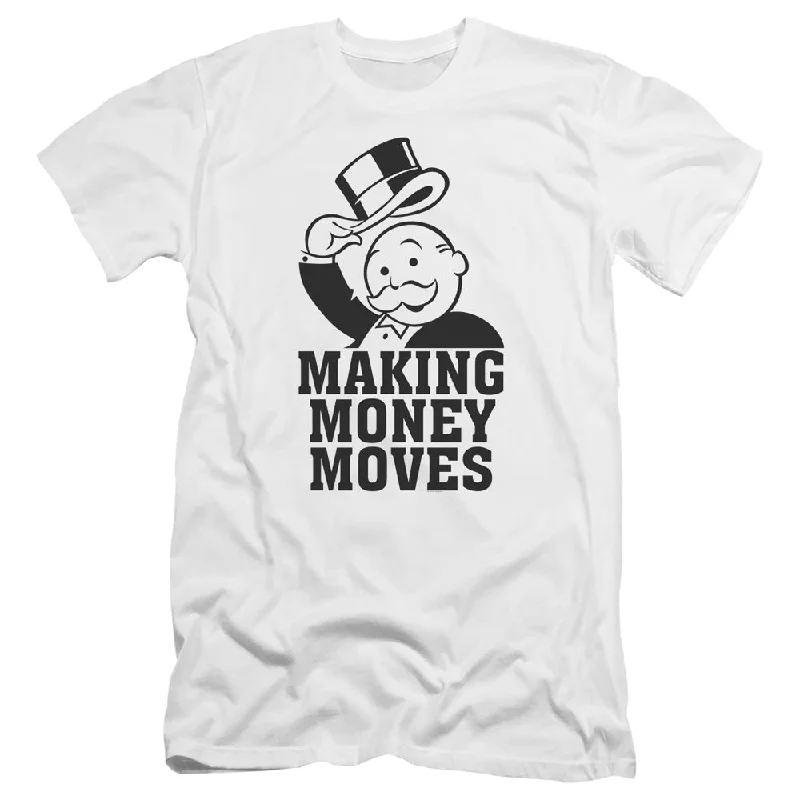 Monopoly Premium Canvas T-Shirt Making Money Moves White Tee