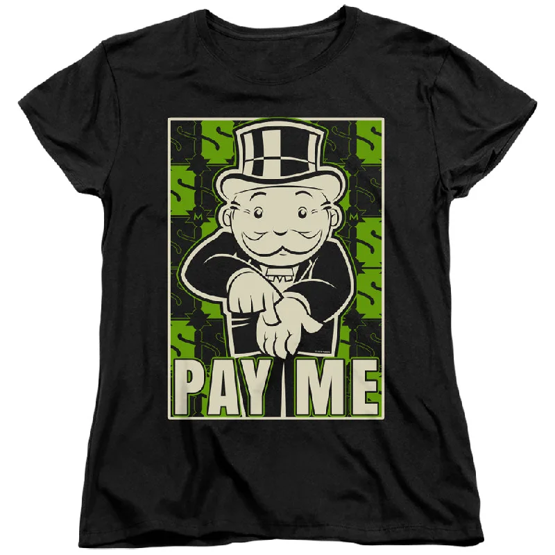 Monopoly Womens T-Shirt Pay Me Black Tee