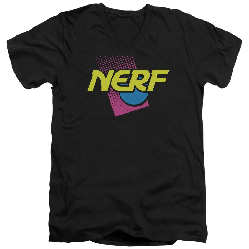 Nerf Slim Fit V-Neck T-Shirt 90s Logo Black Tee