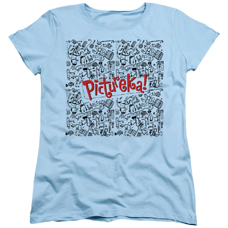 Pictureka Womens T-Shirt Drawings Light Blue Tee