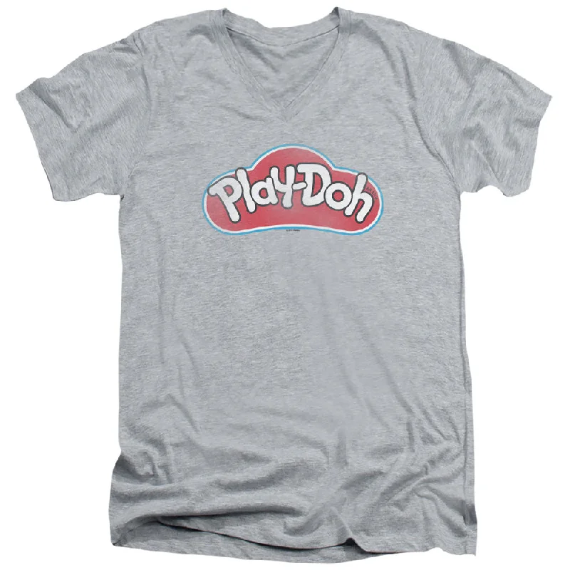 Play Doh Slim Fit V-Neck T-Shirt Logo Athletic Heather Tee