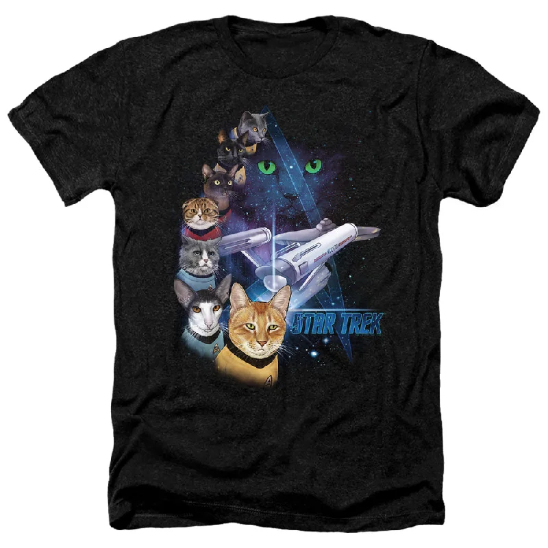 Star Trek Heather T-Shirt Feline Galaxy Black Tee