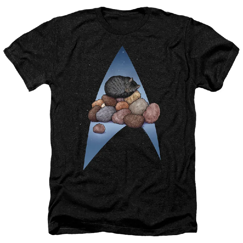 Star Trek Heather T-Shirt Logo Cat Nap Pile Up Black Tee