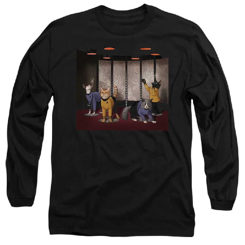 Star Trek Long Sleeve T-Shirt Beam Meow Up Black Tee