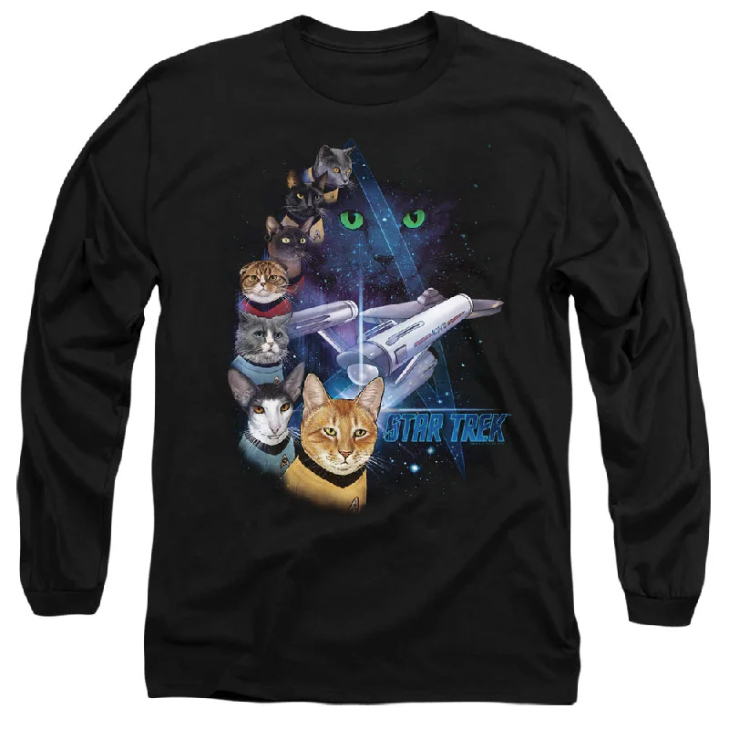 Star Trek Long Sleeve T-Shirt Feline Galaxy Black Tee