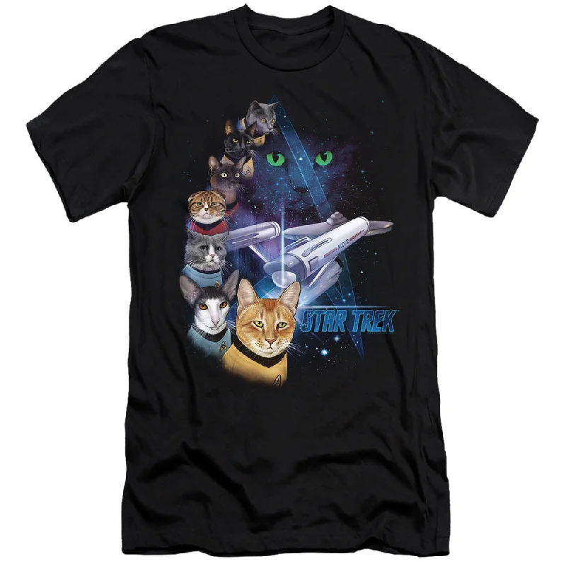 Star Trek Premium Canvas T-Shirt Feline Galaxy Black Tee