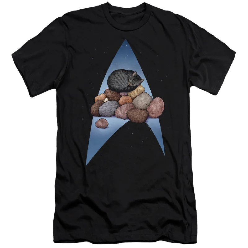 Star Trek Slim Fit T-Shirt Logo Cat Nap Pile Up Black Tee