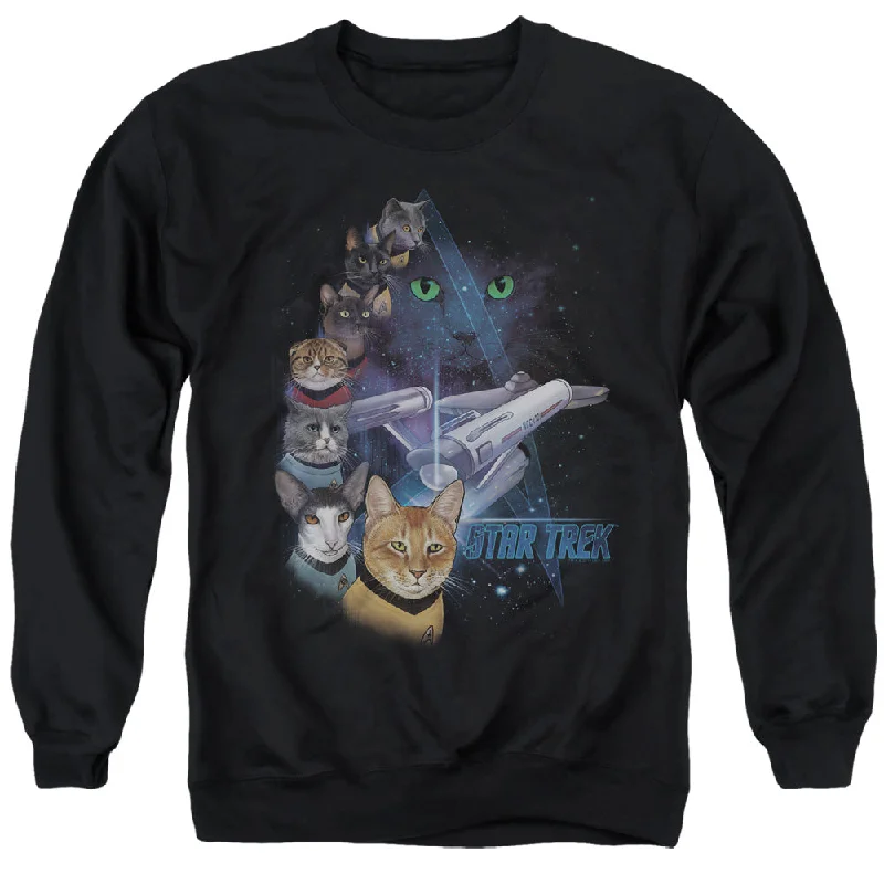 Star Trek Sweatshirt Feline Galaxy Black Pullover