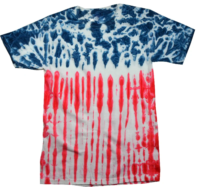 Tie Dye Flag Shirt Red White Blue American USA Kids T-Shirt