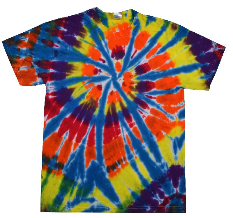 Tie Dye Shirt Multi Color Blue Red Yellow Kaleidoscope Swirl Kids T-Shirt