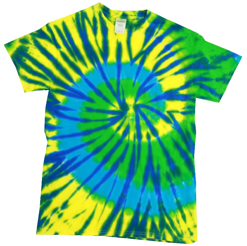 Tie Dye Shirt Multi Color Green Yellow Blue Karma Swirl Kids T-Shirt