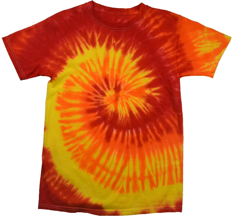 Tie Dye Shirt Multi Color Red Yellow Orange Blaze Swirl Kids T-Shirt