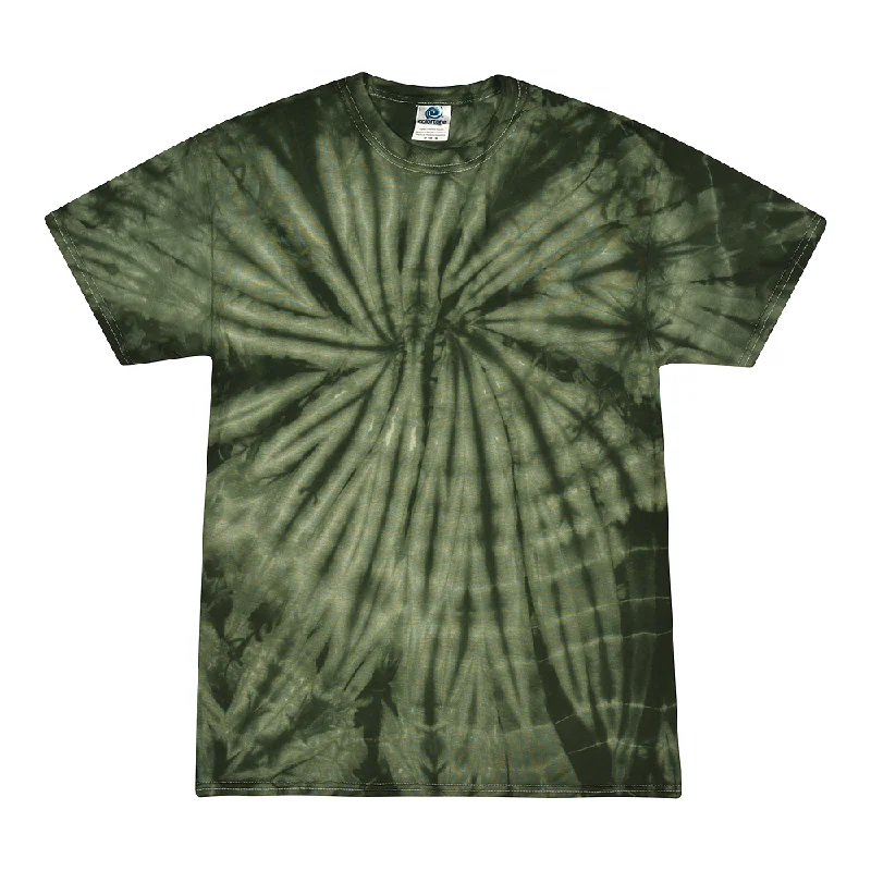 Tie Dye Shirt Multi Color Spider Dark Green Kids T-Shirt