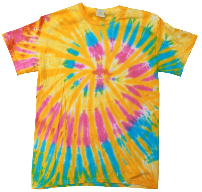 Tie Dye Shirt Multi Color Spiral Yellow Blue Pink Aurora Kids T-Shirt