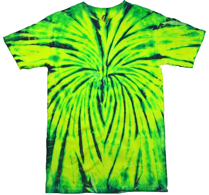 Tie Dye Shirt Multi Color Yellow Green Wild Spider Spiral Kids T-Shirt