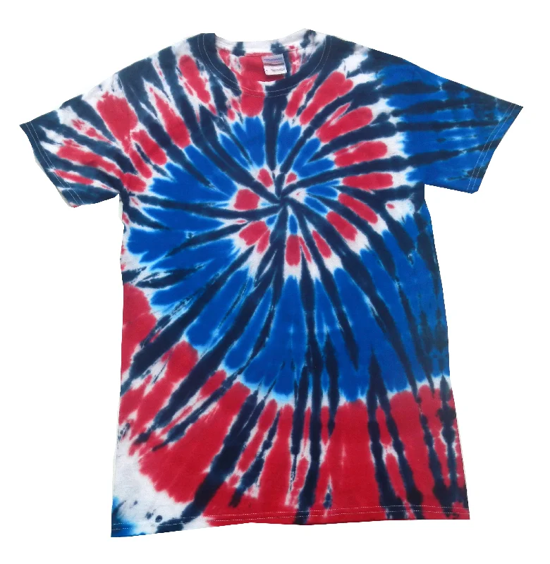 Tie Dye Shirt Red White Blue American USA Independence Swirl Kids T-Shirt