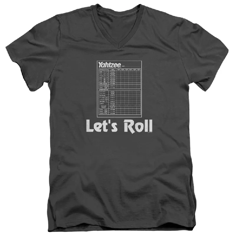 Yahtzee Slim Fit V-Neck T-Shirt Lets Roll Charcoal Tee