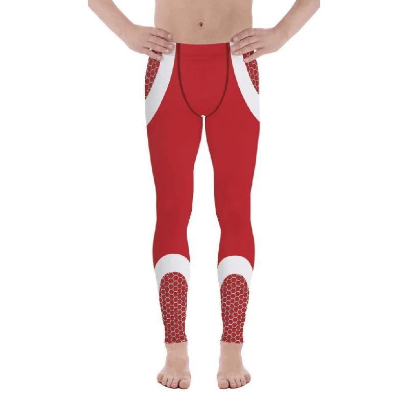 Beehive Geometric Men's Leggings Scarlet Red