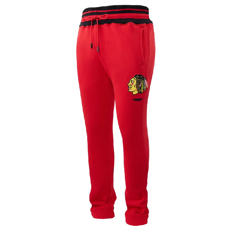 NHL CHICAGO BLACKHAWKS SCRIPT TAIL MEN'S RIB FLC SWEATPANT (RED/BLACK)