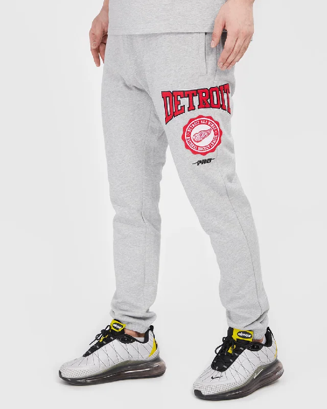 NHL DETROIT RED WINGS CREST EMBLEM RIB FLC SWEATPANT (HEATHER GRAY/RED)