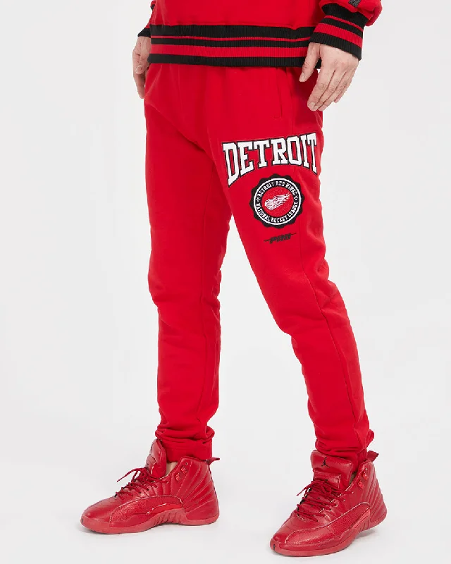 NHL DETROIT RED WINGS CREST EMBLEM MEN'S RIB SWEATPANT (RED/BLACK)