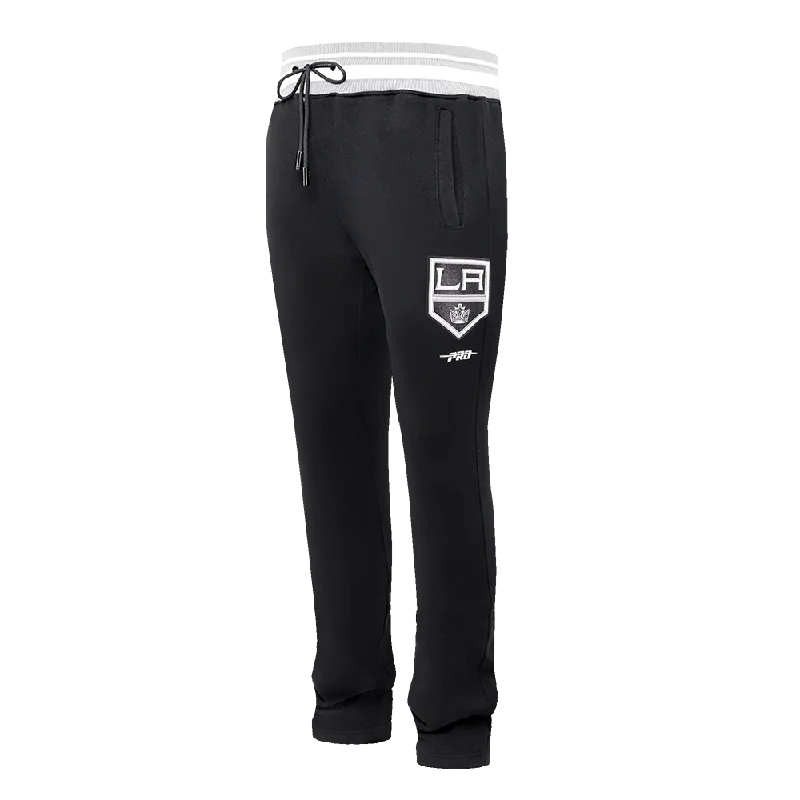 NHL LOS ANGELES KINGS SCRIPT TAIL MEN'S RIB FLC SWEATPANT (BLACK/GRAY)