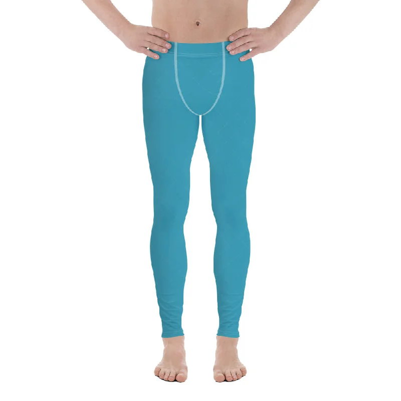 Men's Leggings Teal Blue (Gingham)